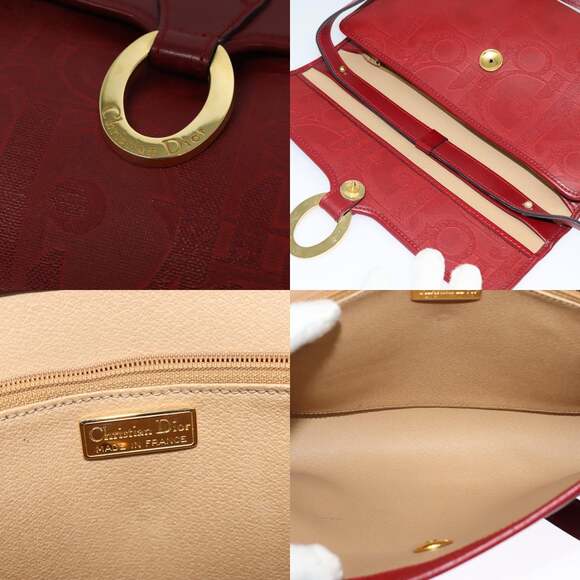 DIOR Trotter Canvas Shoulder Bag Red Gold - Picture 11 of 12